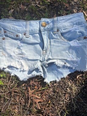 American Eagle Outfitters Light Blue Distressed Denim Cutoff Shorts
